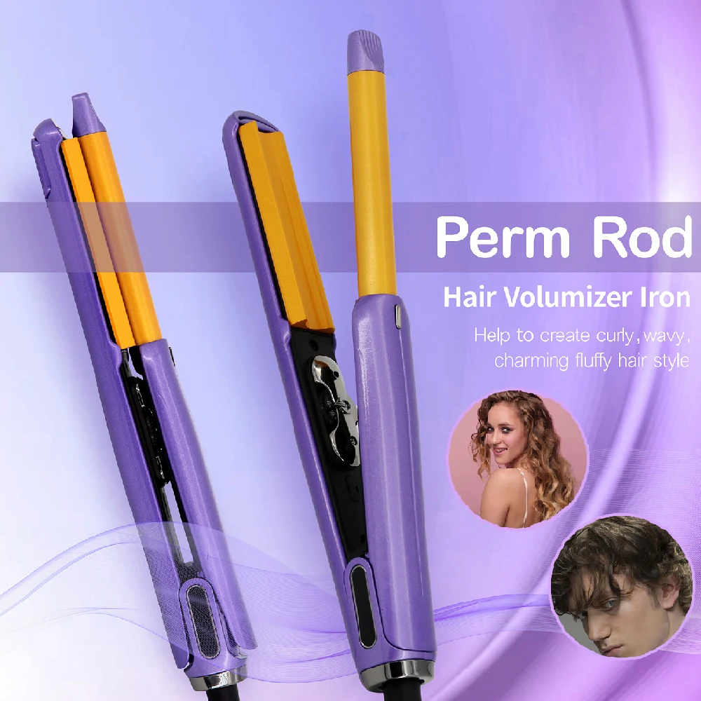 Pencil Flat Iron for Short Hair Mini Hair Straightener and Curler 2 in 1 Ceramic 3D Perm Rod Hair Clip