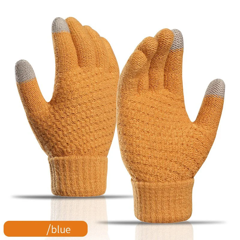 Women Men Warm Winter Touch Screen Gloves Stretch Knit Mittens Wool Full Finger Guantes Female Crochet Glove