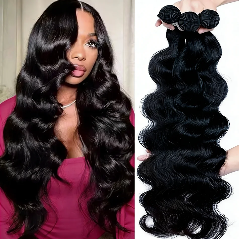 

Наборы волос Body Wave 16A, натуральные человеческие волосы Реми, бразильские, необработанные, 100% натуральные черные волосы для наращивания