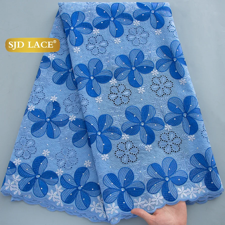 

SJD LACE African Cotton Lace Fabrics 2026 High Quality Swiss Voile 5Yards Nigerian Cotton Lace for Women Party Wedding Sew 4798