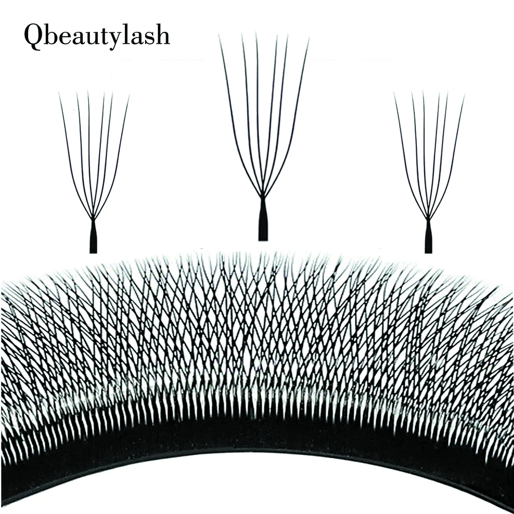 Qbeautylashes Cilios pestañas 6D en forma de U 0,07mm de espesor pestañas postizas naturales suaves cómodas YY prefabricadas Fans salón de belleza