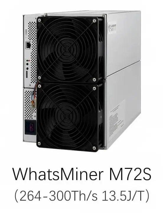 

FAST SELLING MicroBT WhatsMiner M72S 264~300T 13.5J/T Bitcoin Miner ORIGINAL