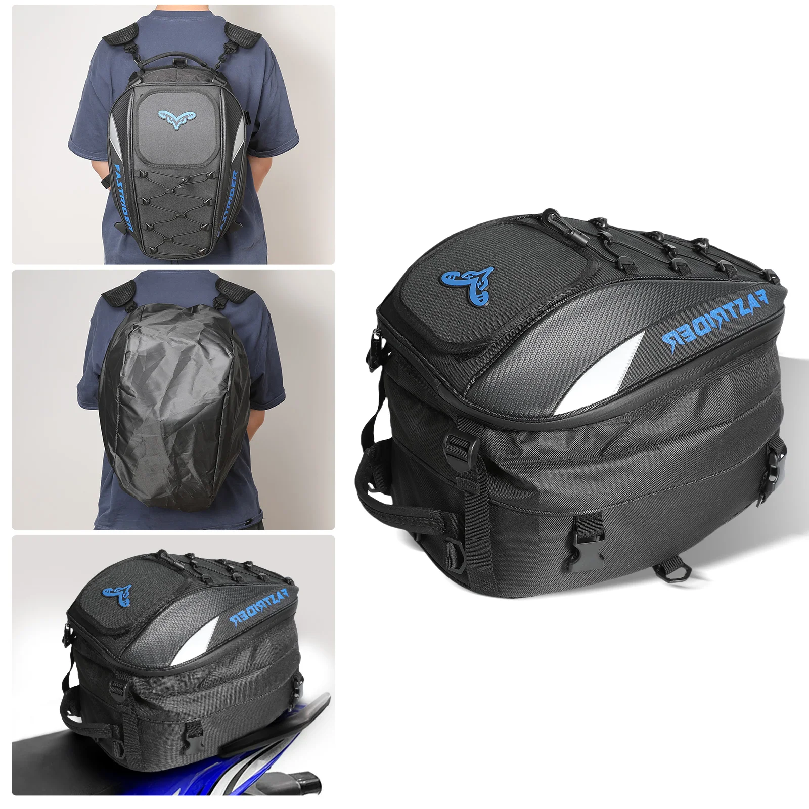 Motorrad-Hecktasche, Wasserdichte 37L Multifunktionale Rucksacktasche mit Hoher Kapazität und Hochsichtbarem Reflektierendem Design – Detail 7
