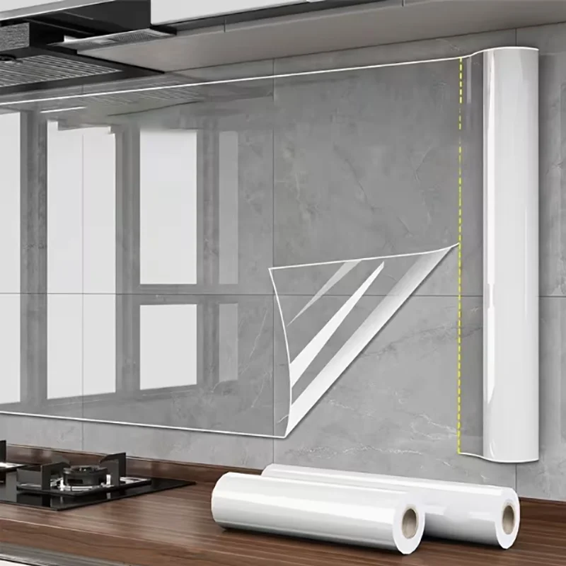 Autocollants muraux transparents anti-huile et anti-salissures à adsorption électrostatique pour salon et cuisine