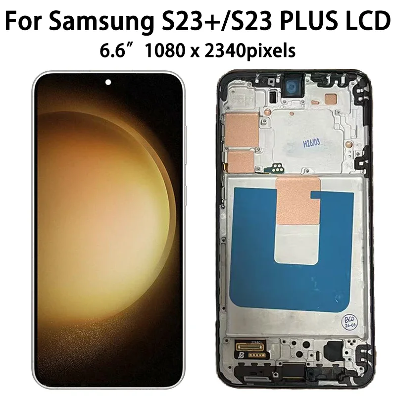 W 100% przetestowane dla Samsung S23 Plus Wyświetlacz LCD Ekran dotykowy Digitizer Dla Samsung S23+ 5G S916B S916U Z Ramką — zdjęcie produktu 3