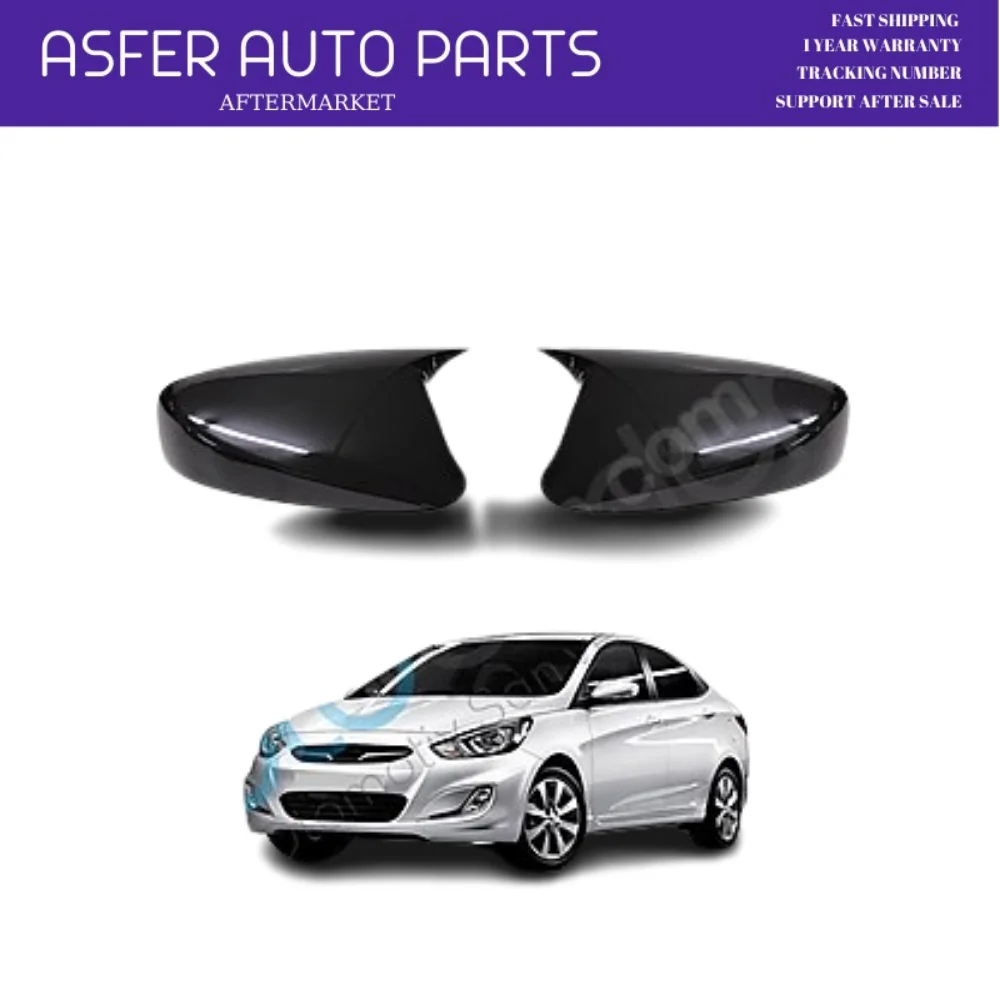 For Hyundai Accent Blue 2011-2018 Piano Black Batman Bat Mirror Cover