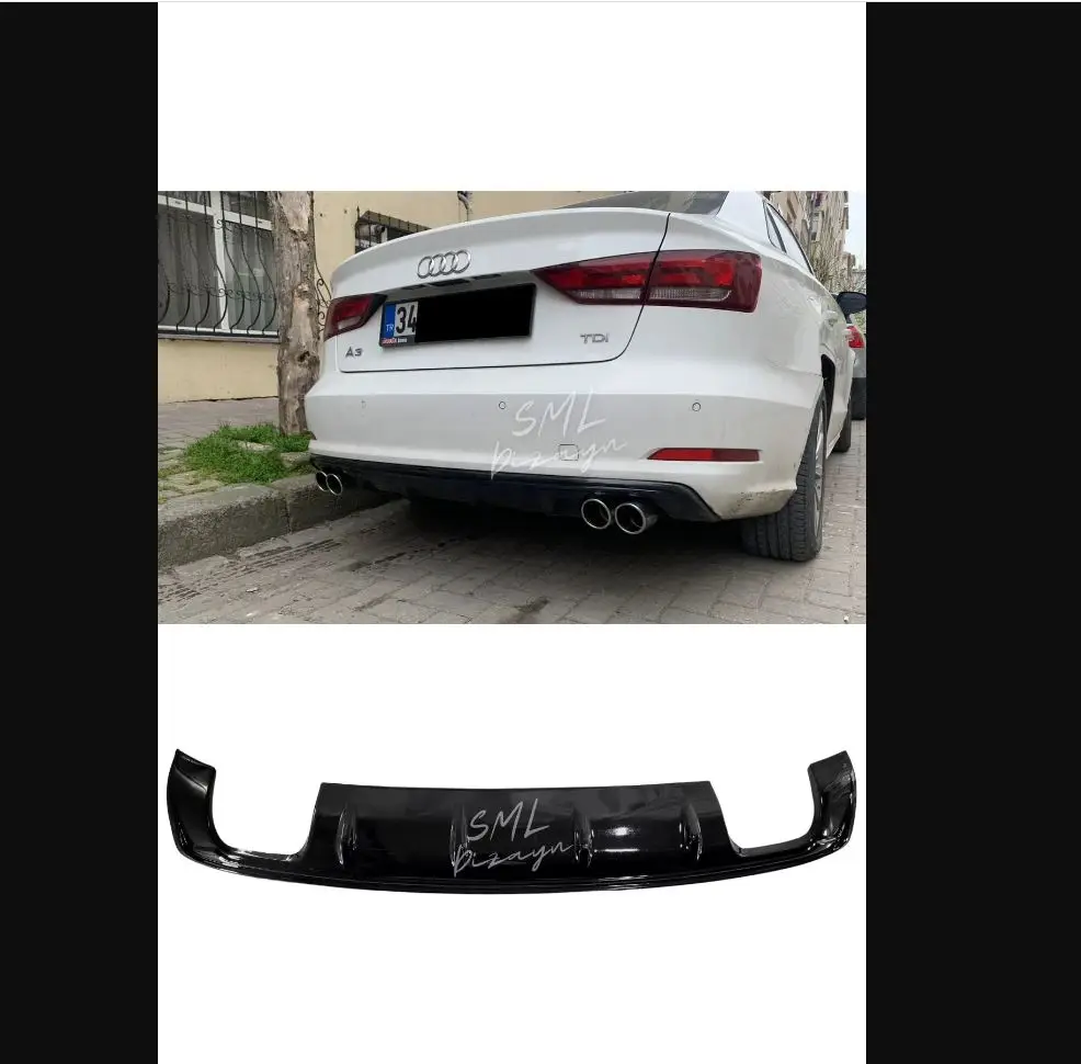 Do A3-8v Audi Sedan - Cabrio dyfuzor 2013-2017 (z tworzywa sztucznego) tylny zderzak-dyfuzor-stylizacja Auto chromowana osłona samochodu Spoiler