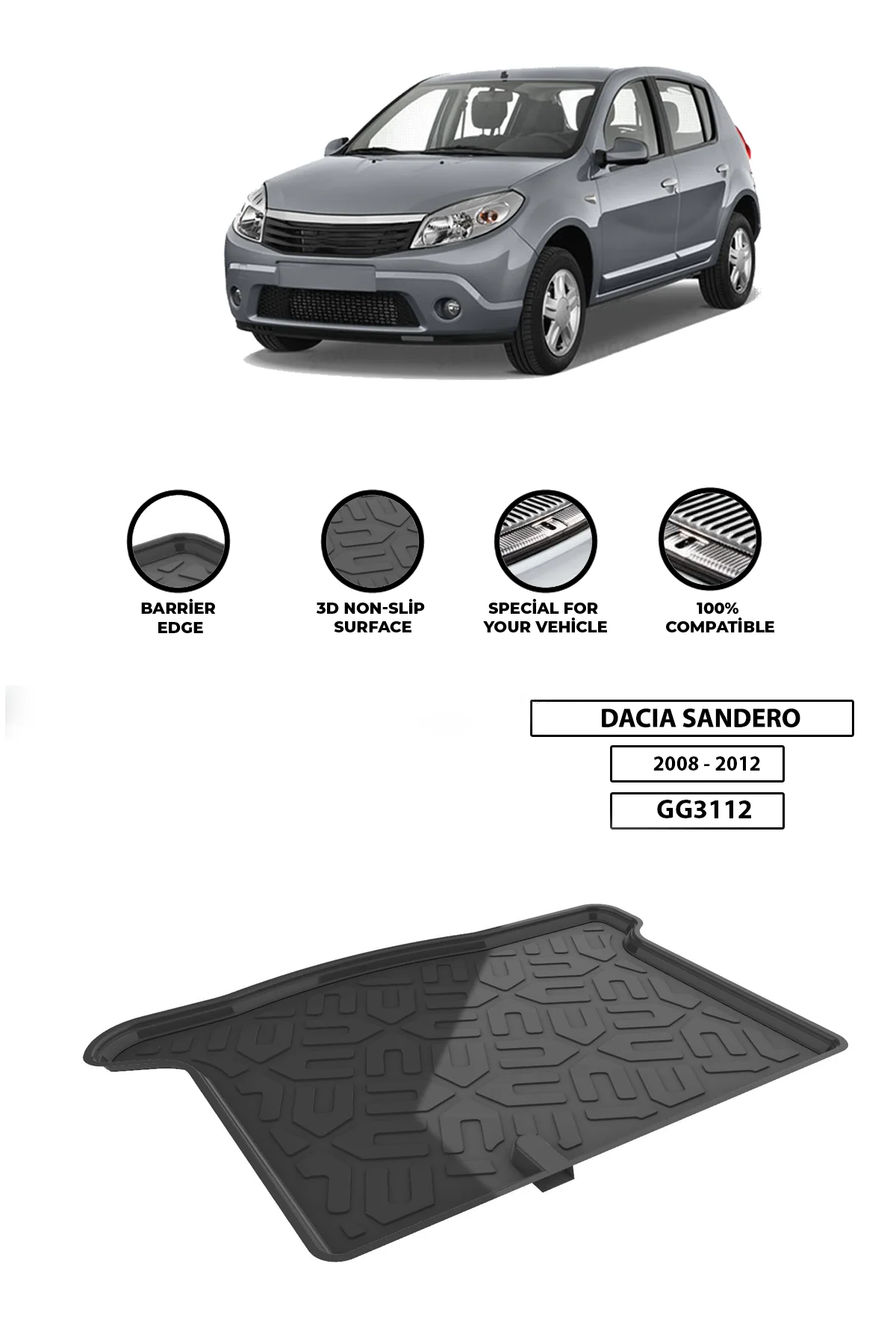 For DACIA-SANDERO-2008-2012 luggage compartment Diffuser Extension Rear Bumper Attachment Luggage compartment