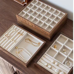 Black Walnut Wooden Jewelry Tray for Rings Necklace Earrings Display Holder Showcase Jewelry Storage Organizer Photography Props
