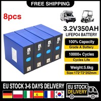 8pcs 3.2V Lifepo4 Battery 350Ah Grade A Battery 12V 24V 48V Rechargable Lithium Iron Phosphate Battery For Backup Power RV Boat