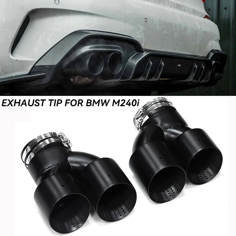 Quad Car Exhaust Pipe Exhaust Tip For BMW G42 M240i 2019+ Matte Stainless Steel Muffler Tailpipe Exhaust System Nozzle