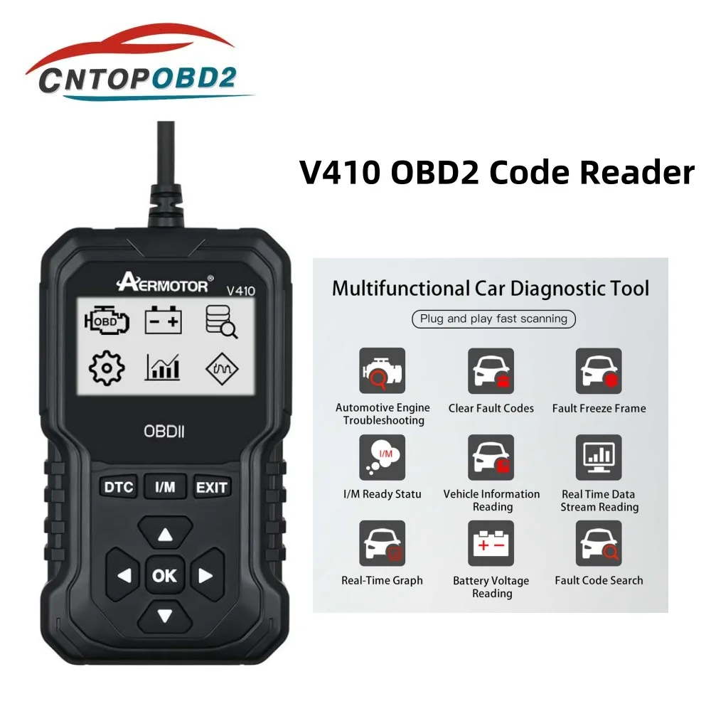 Aermotor V410 Car Code Reader OBD2 Scanner Full System Diagnostic Scan Tools Check Engine Free Update Better then ELM327