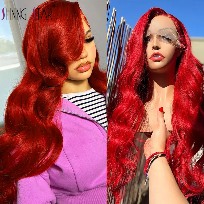 

Hot Red Burgundy Body Wave Wig 13X6 Hd Lace Front Human Hair Wigs 13X4 Curly Hd Lace Frontal Wig For Black Women Colored Wig 180