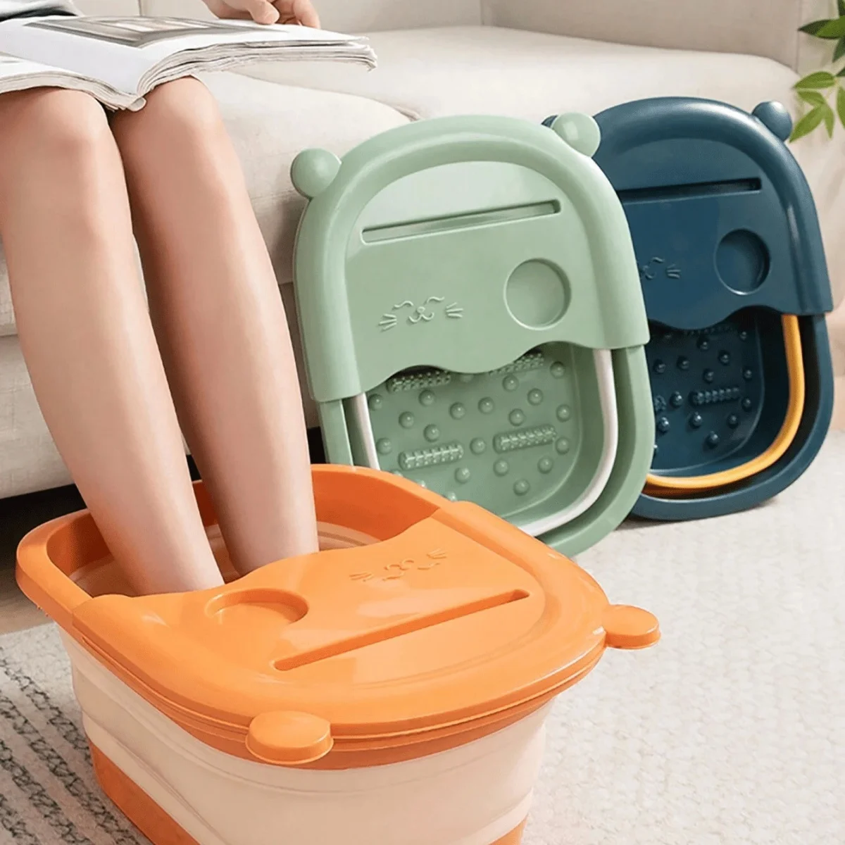 

1 portable foldable hand-carry foot bath with lid, storage foot soaking bucket, easy to carry for business trips and travel