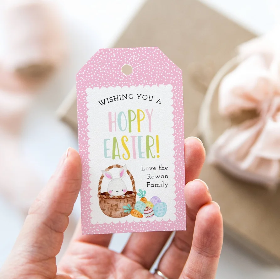 50 قطعة من قالب علامة هدايا عيد الفصح، علامات لصالح سلة عيد الفصح القابلة للطباعة، علامة بيضة تقدير أرنب عيد الفصح اللطيفة القابلة للتحرير، Inst