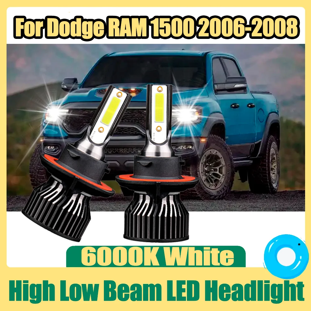 

2PCS High Low Beam LED Headlight Bulbs H13 120W Turbo Auto Lamps 20000LM 6000K Super White 12V For Dodge RAM 1500 2006 2007 2008