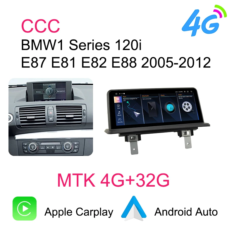 AUTOTOP 10.25 "Draadloze Carplay Android Auto Touchscreen Voor BMW 1 Serie E81 E82 E87 E88 2004-2013 CCC CIC iDrive Autoradio - afbeelding 1