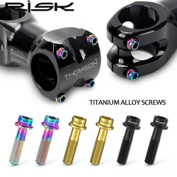 RISK 6PCS M5x16mm/M5x18mm Titanium Bicycle Handlebar Screws Bicycle UltraLight Stem Bolts Lightweight Road MTB Stem Screw Bolt