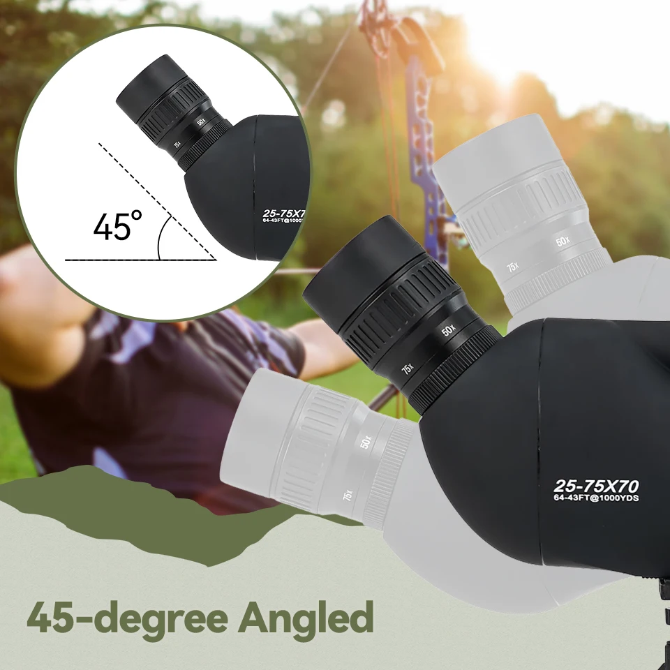 Imagem -05 - Svbony Sv28 Plus 2575x70 Luneta de Focalização Monocular com Tripé de Mesa e Adaptador para Smartphone para Tiro ao Alvo