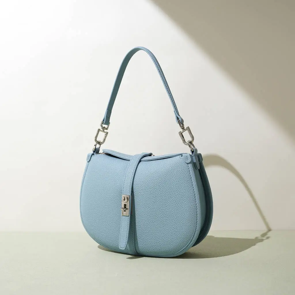 고르피아 여성용 천연 가죽 메신저 백 독특한 잠금장치 이중 지퍼 클로저 럭셔리 숄더백 스타일리시한 수납용