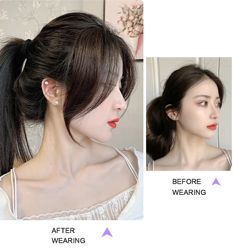 AS  Long Bangs Two Side Fringe Black Brown Natural Hair Extension Front Hair Piece Clip In Extensions Overhead Bang False Hair