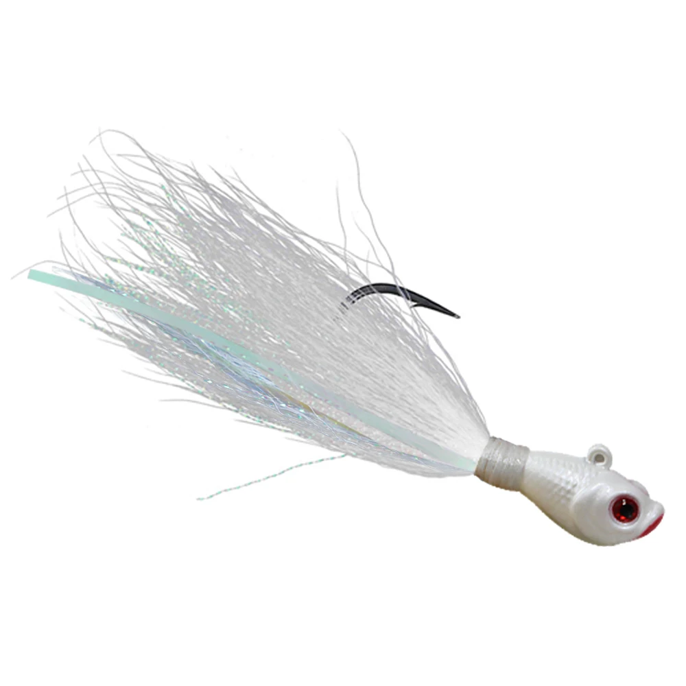 Imagem -04 - Kmucutie Bucktail Jigs Brilha no Escuro Vermes Macios Livres Água Salgada Água Doce Linguado Solha Striper Baixo 1oz 2oz 10 Pcs