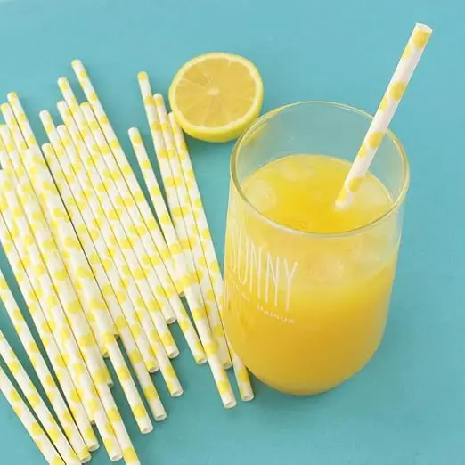 

Drinking Straws Drinkware 100pcs Bulk Lemon for Anniversary Birthday Baby Shower Wedding Party Coffee Restaurant Supplies