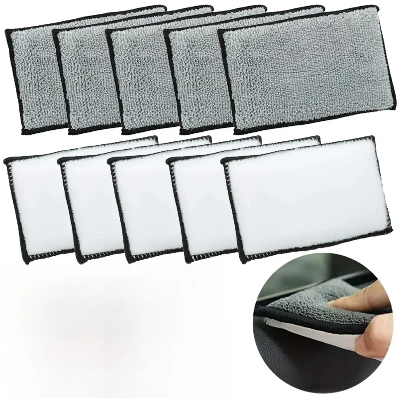 Éponge à récurer en microfibre Double face douce, 2 à 10 pièces, pour nettoyage du cuir de voiture, serviette en microfibre, éponge de cire, outils de détail automobile