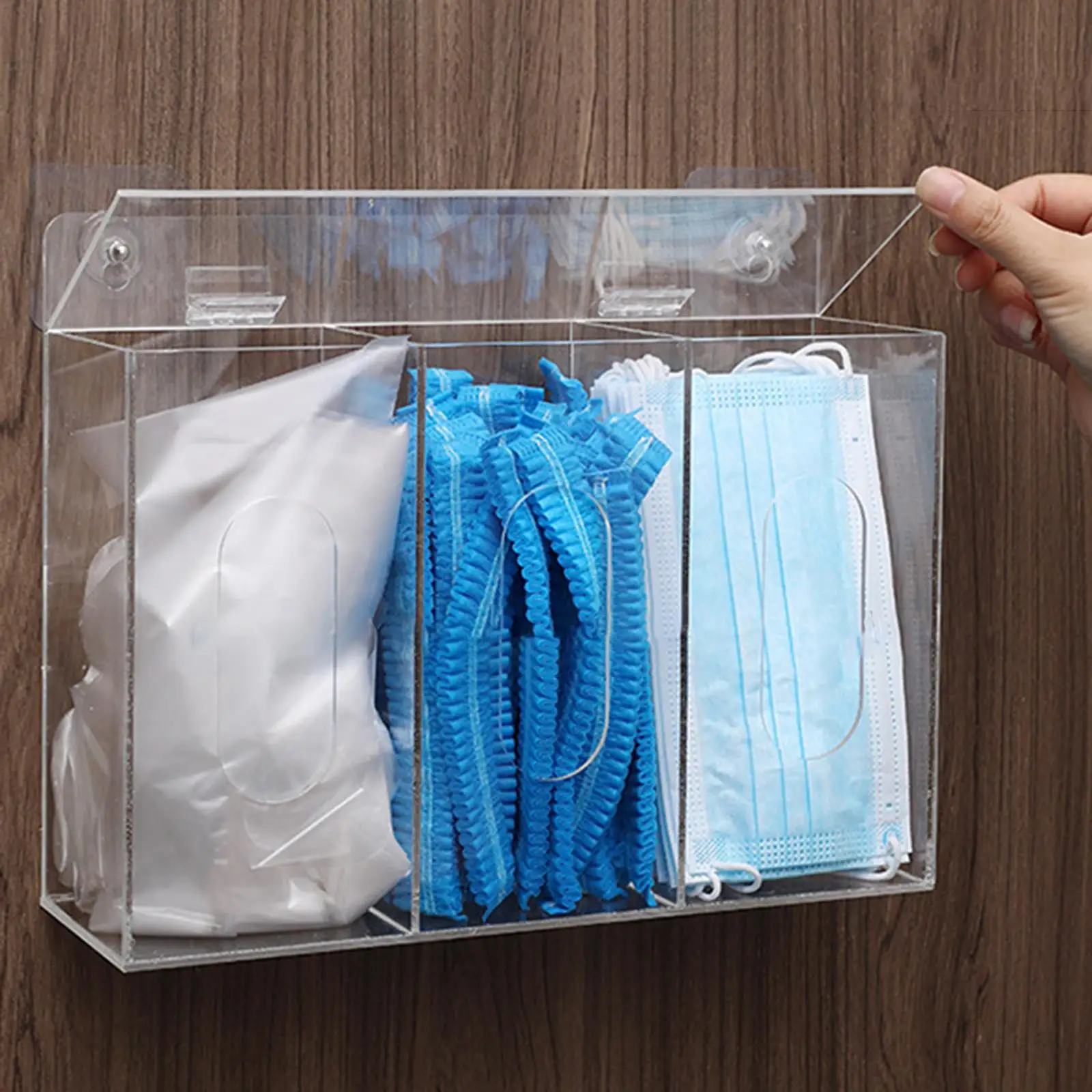 Support distributeur de gants en acrylique, organisateur de Station, support mural pour masque, bouchons d'oreilles, couvre-barbe, couvre-chaussures, Restaurant