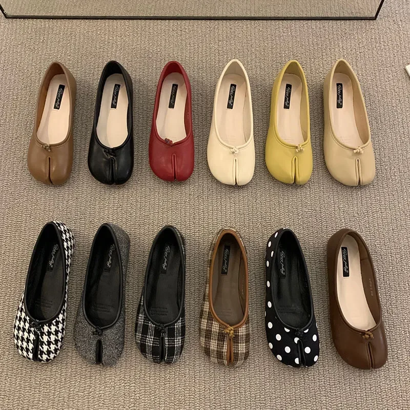 Vrouwen Flats Tabi Ninja Schoenen Vrouw Dames Microfiber Lederen Comfy Flats Split Teen Slippers Zachte Bodem Loafers Effen Korte La - afbeelding 2