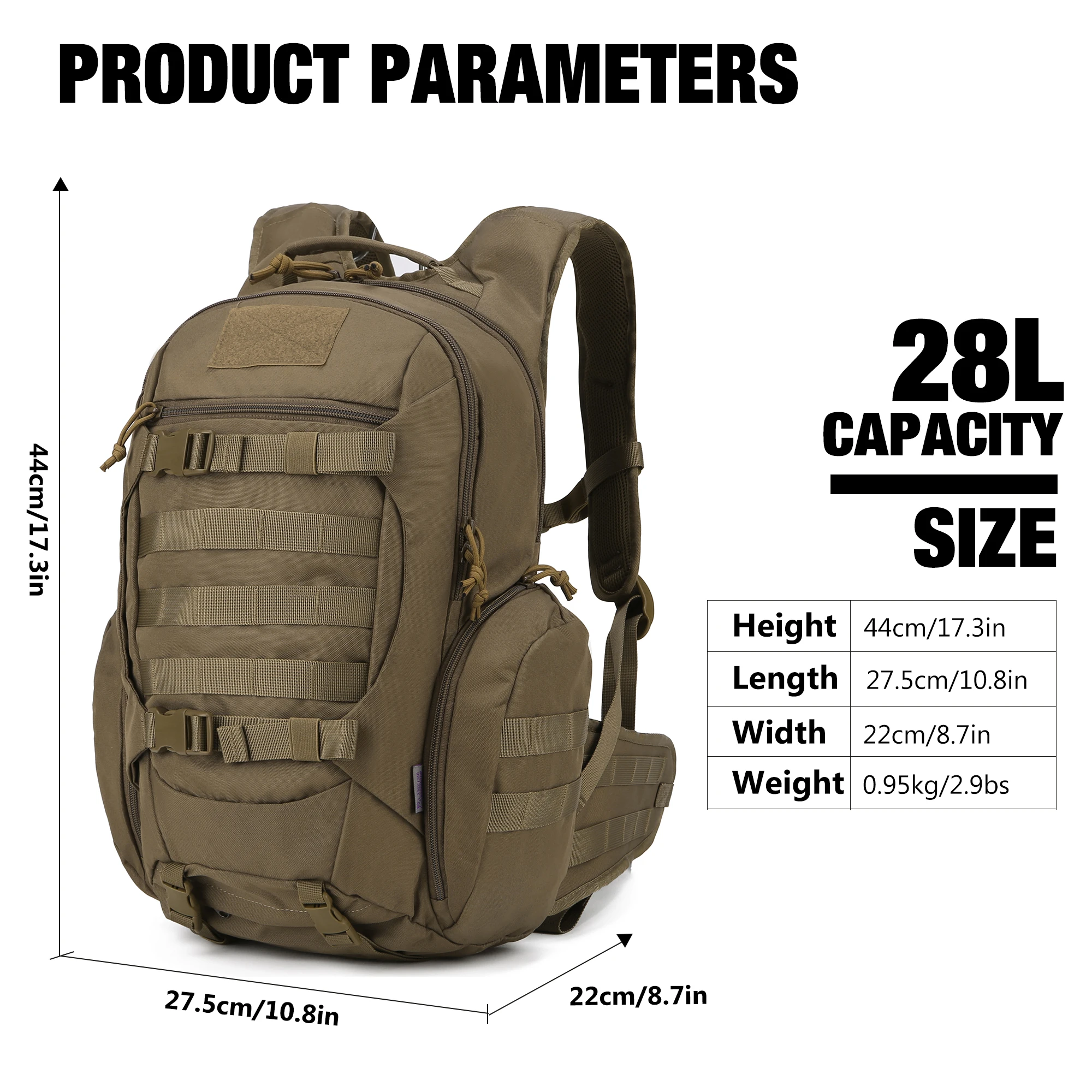 Imagem -02 - Mardingtop-mochila Tática de Poliéster Exterior Suprimentos para Homens Bolsa de Ombro para Camping Caminhadas Trekking Esporte Viagem 28l