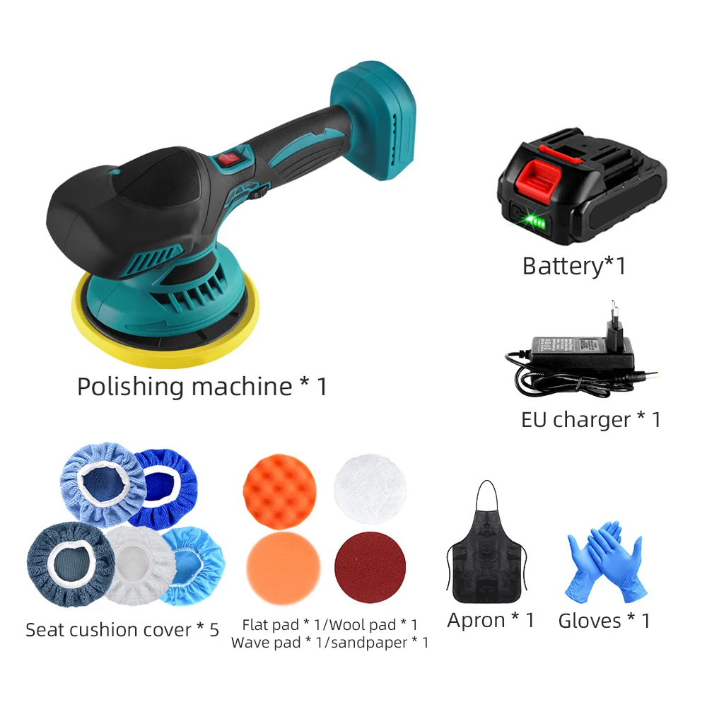 Draadloze Auto Polijstmachine 6 Versnellingen Verstelbare Auto Elektrische Waxen Schuren Afdichting Glazuur Power Tool Fit Makita 18 V Batterij pin