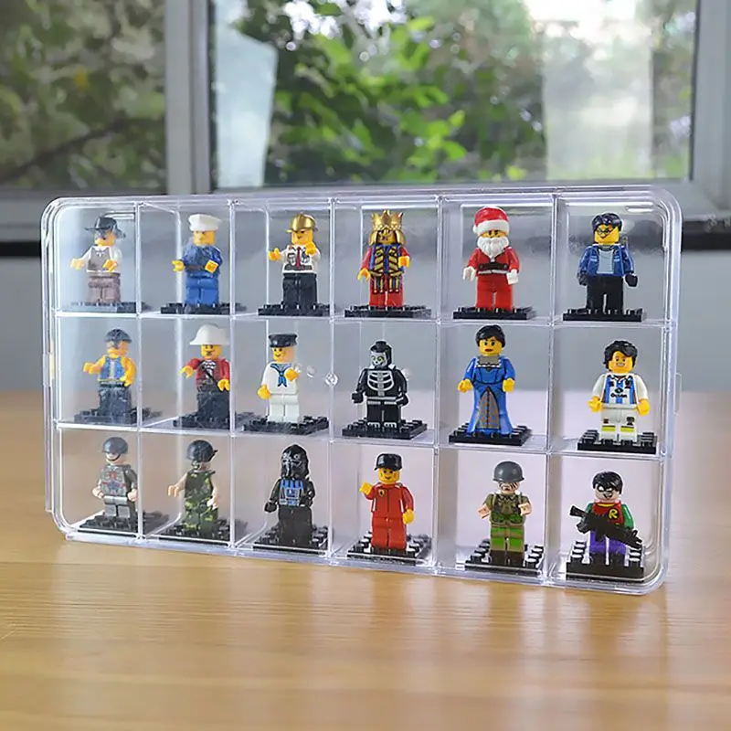 

4/18 Grids Minifigure Storage Box Acrylic Doll Figure Transparent Display Stand Blind Box Hand-made Display Box For Lego Figure