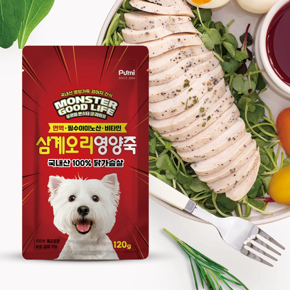 푸르미 순살닭고기 영양식 120g x 12개입 삼계오리 면역력 대용량 강아지간식 - 1