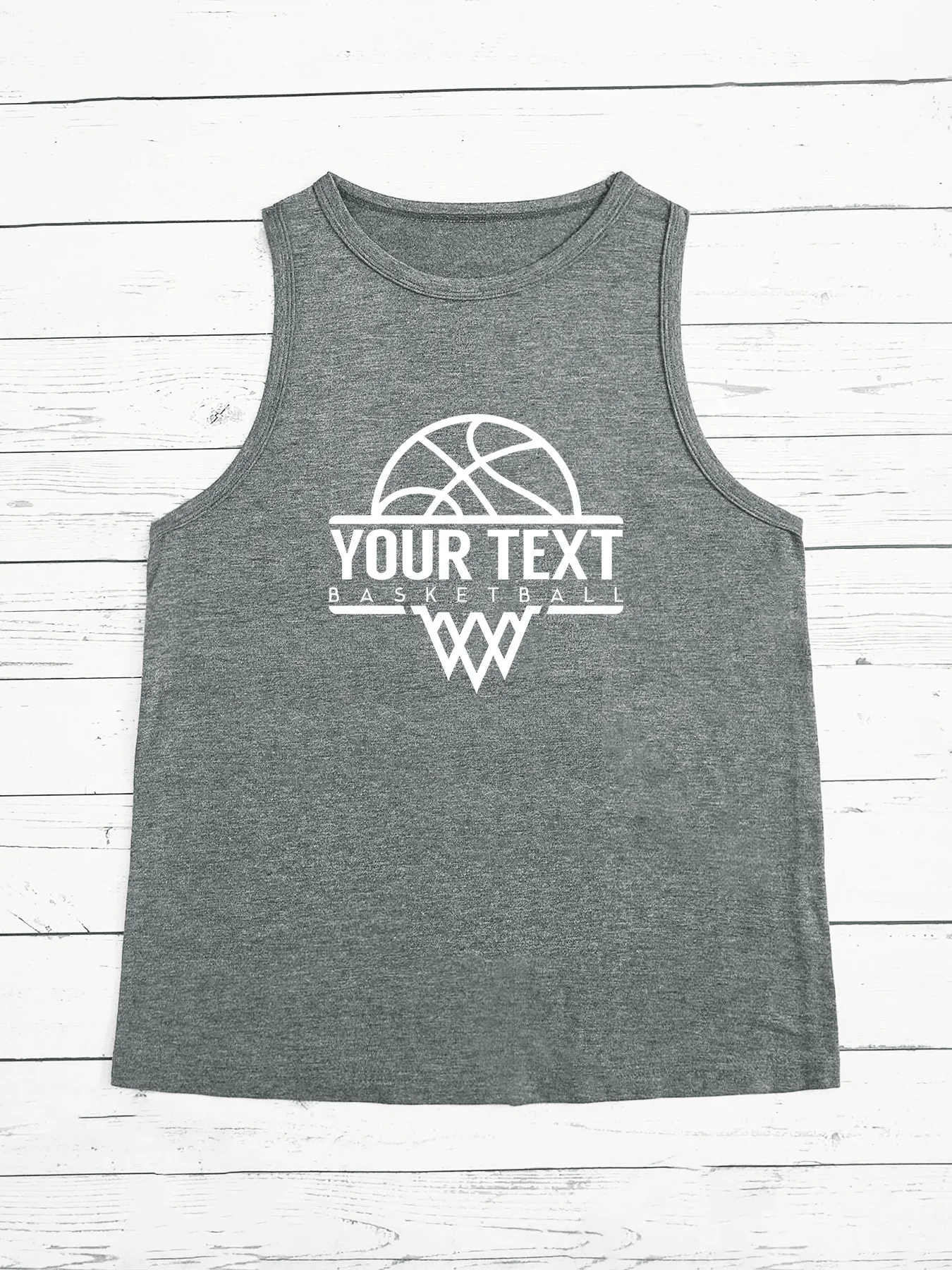 Your Text BasketBall BasketBall Letter Print Fashion Funny Sports Women's Tank Top Loose O Neck Sleeveless Casual Tank