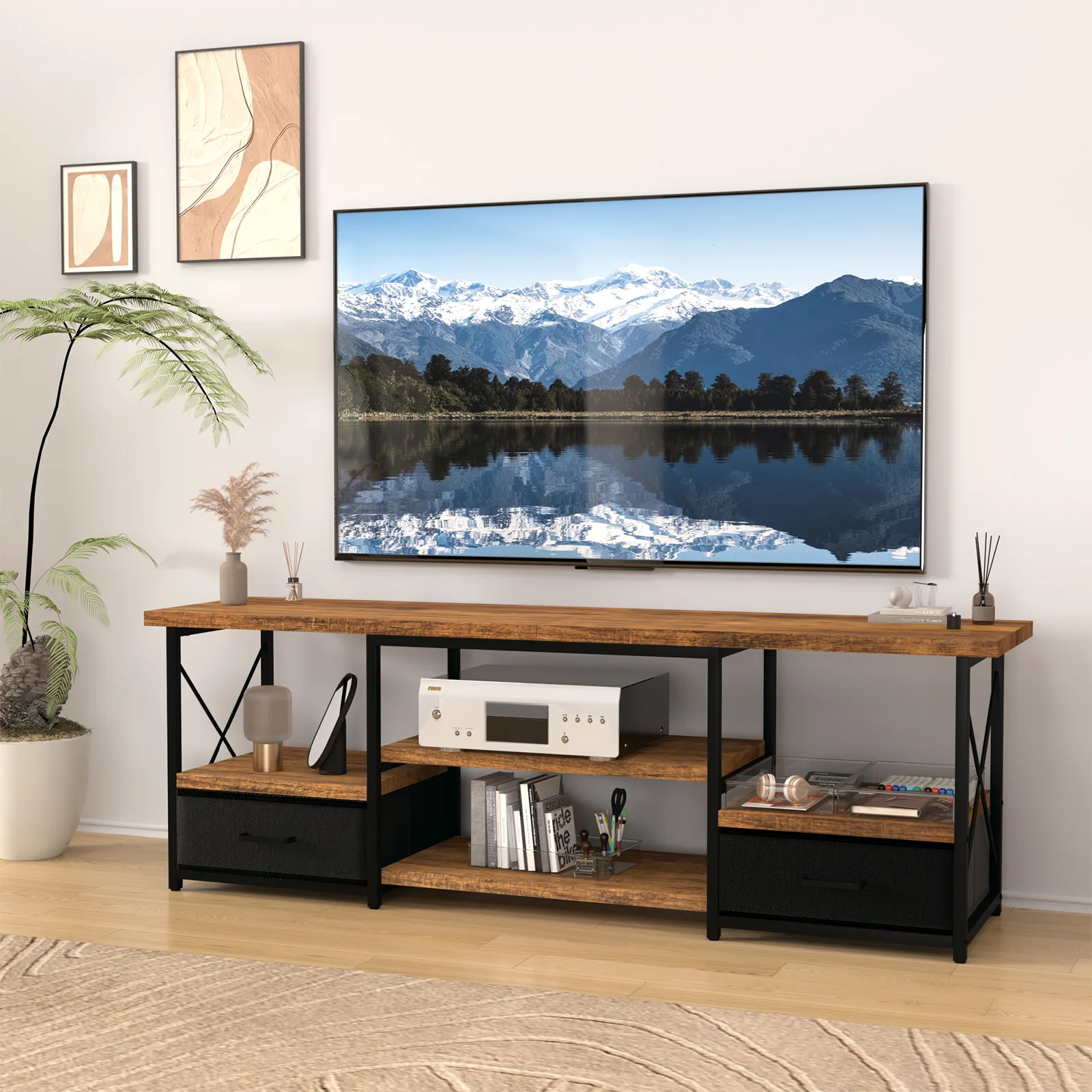 

65 "TV Stand with ящики из ткани-Black