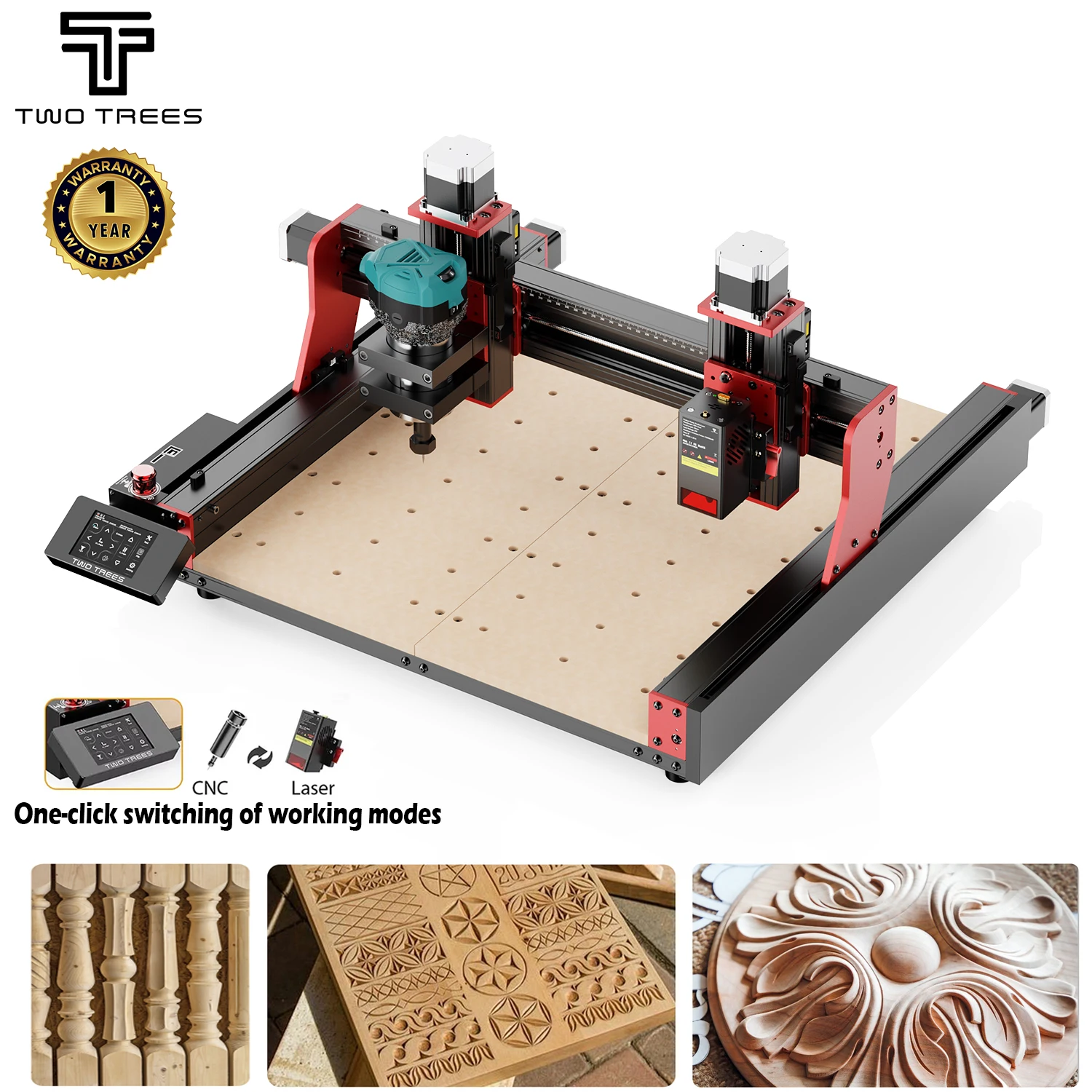 TWOTREES TTC450 Pro CNC 4-osiowa maszyna do cięcia metalu do frezarki CNC i grawerowanie laserowe cięcie drewna GRBL Control
