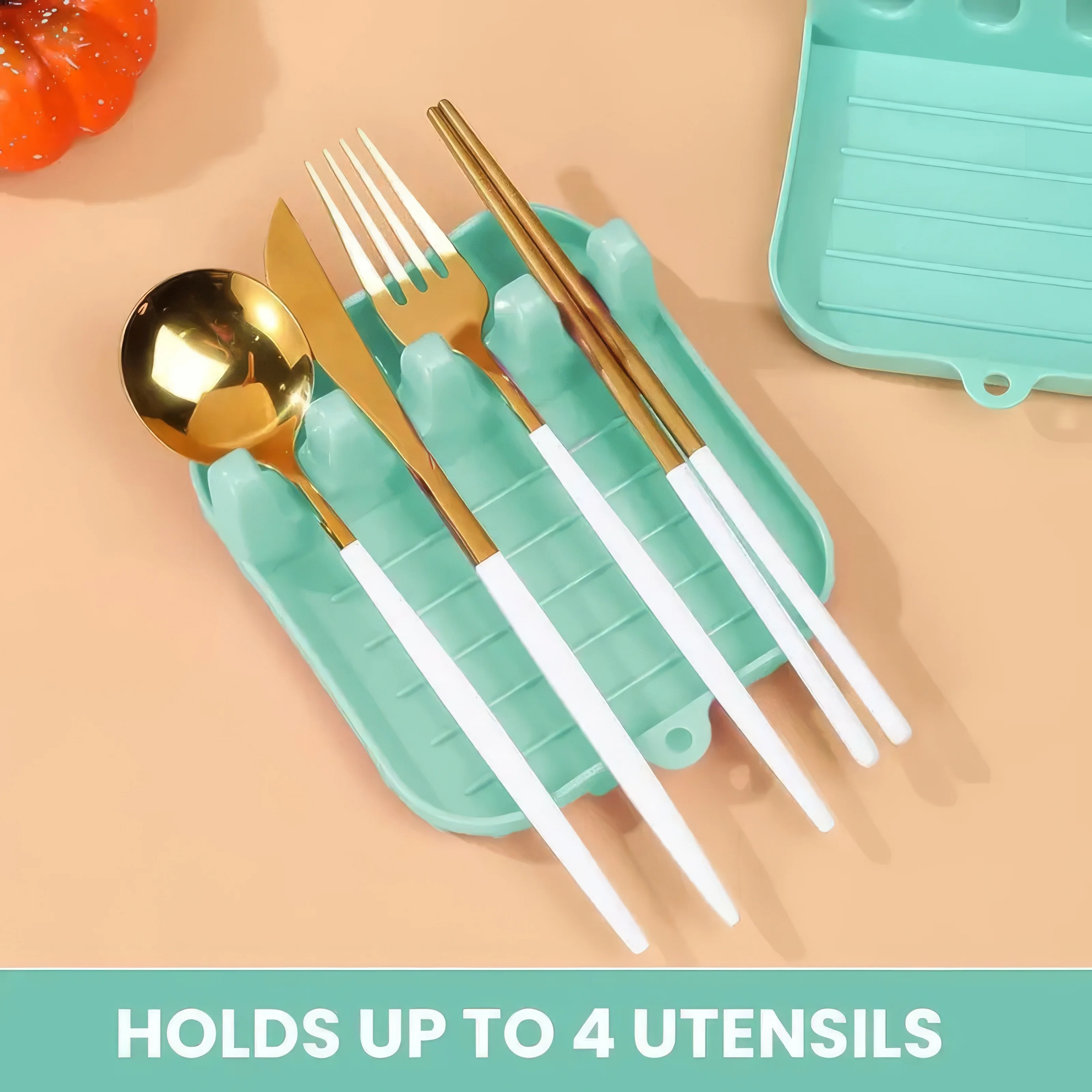 1/2-teiliger Besteckständer grün, platzsparend, langlebiges Design, geeignet für Löffel, Gabeln, Deckel, Besteckständer