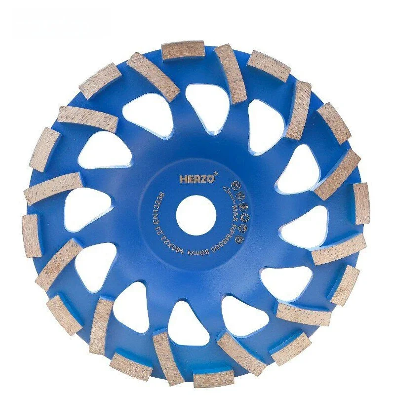 HERZO 7"/180MM Diamentowa Tarcza Szlifierska Segmentowa Turbo do Szlifowania Betonu, Muru i Marmuru — zdjęcie 2
