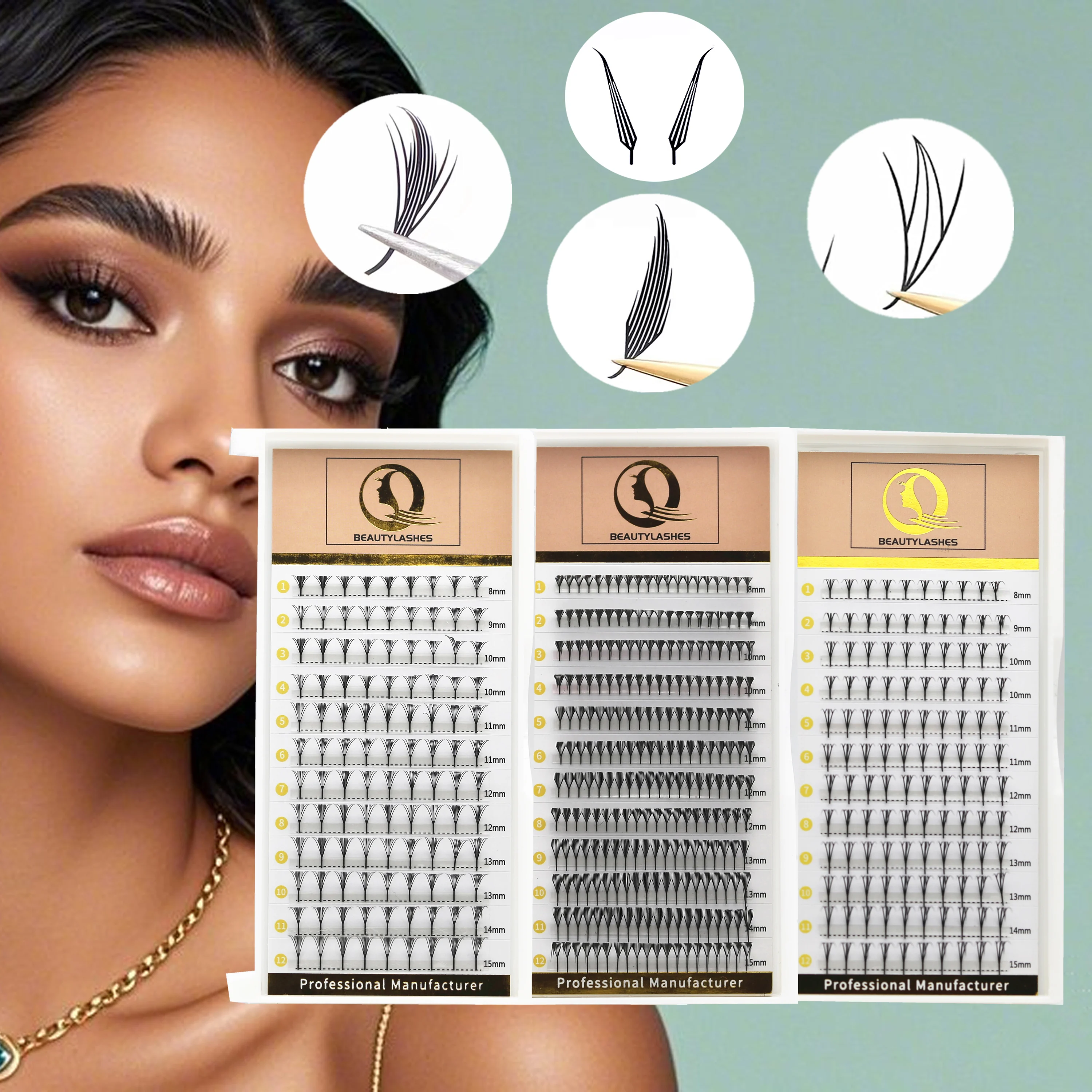 

Qbeautylashes comic eyelash spire lashes tower lashes premade fan eyelash extension makeup