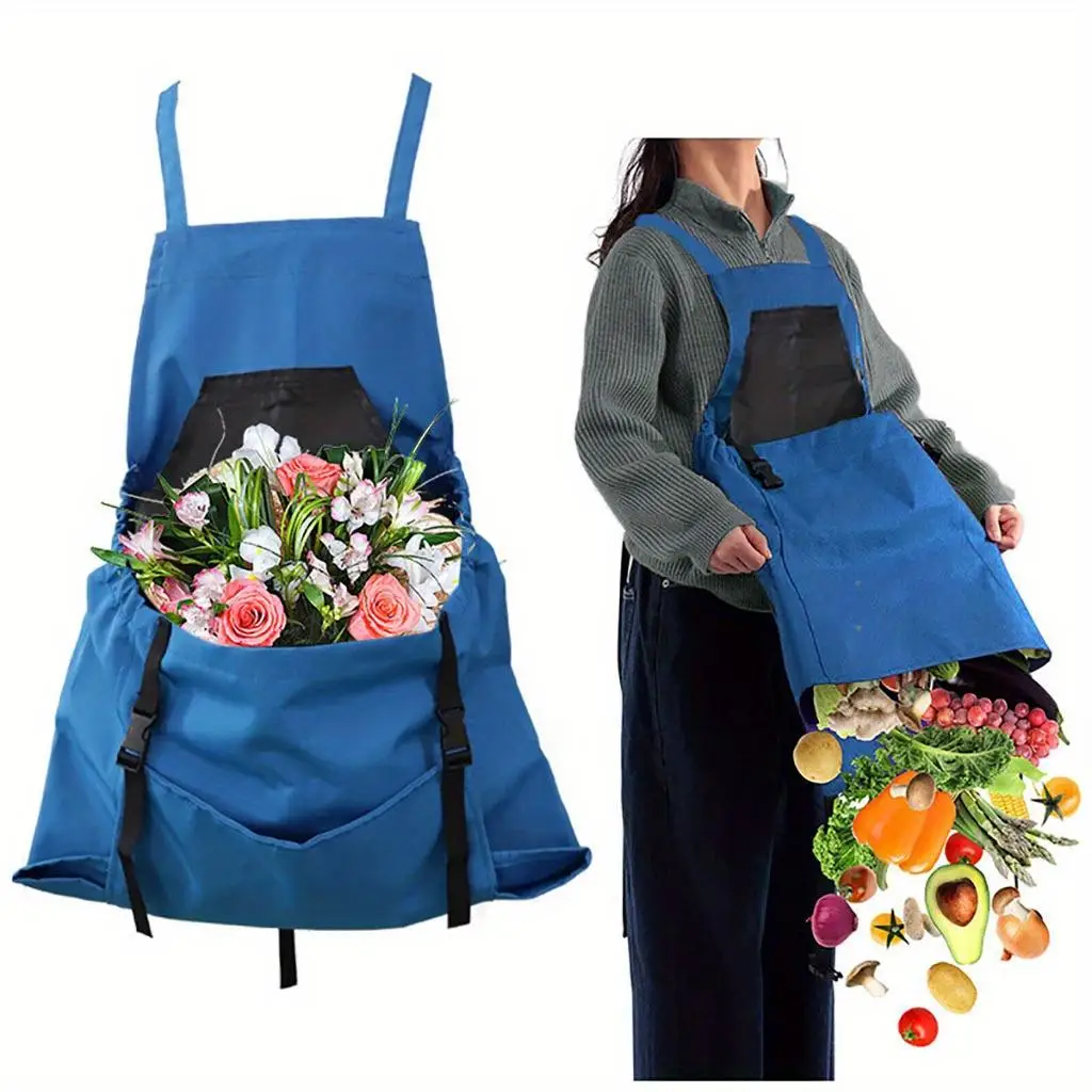 Waterproof Gardening Apron with Pockets and Harvesting Pouch - Adjustable Canvas Apron for Men and Women