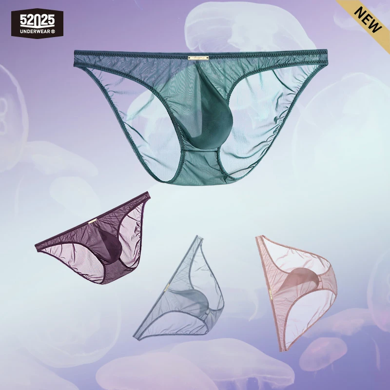 Calzoncillos transparentes ultrafinos para hombre, ropa interior Sexy ultraligera, tangas translúcidas, 52025