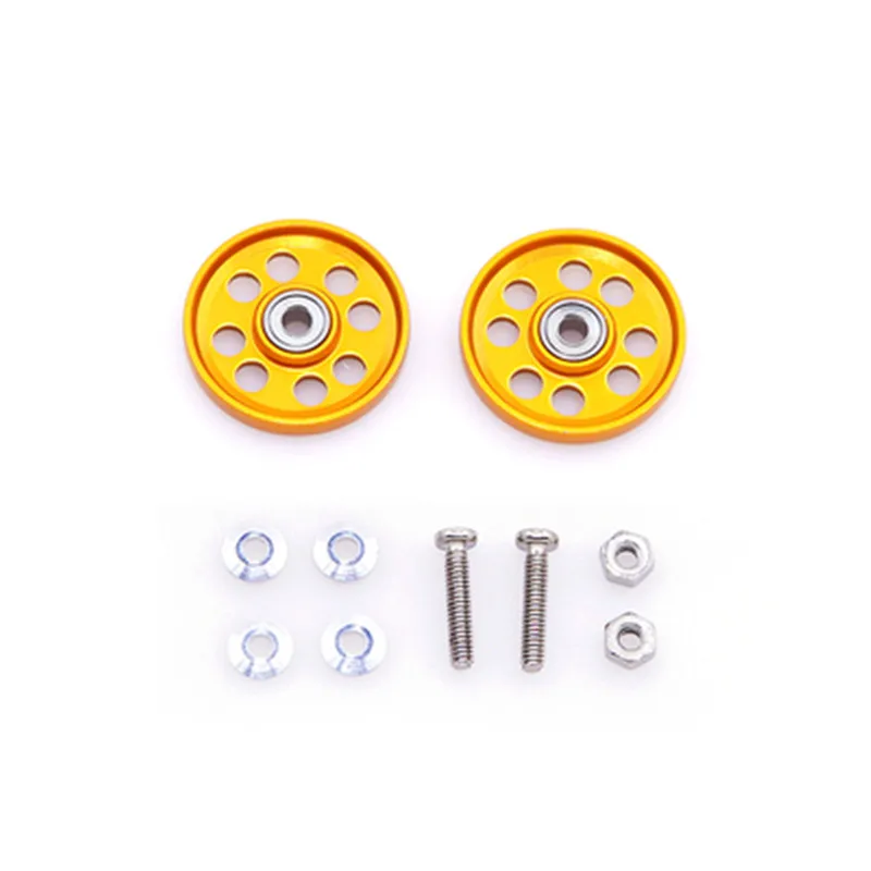 RFDTYGR  Light Strong Aluminum 17mm Rollers Self-made Parts For Tamiya Mini 4WD Colored Aluminum Guide -Wheel   95563  4Sets/lot