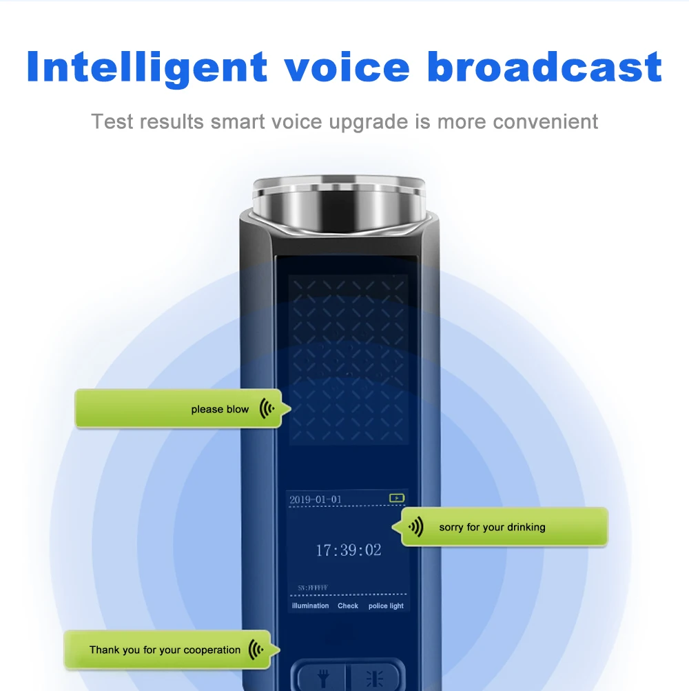 Yingshiwei-alcoholímetro de Gas S3 sin contacto, Sensor de Alkomat de mano, probador de respiración Digital, Detector de Alcohol portátil de policía