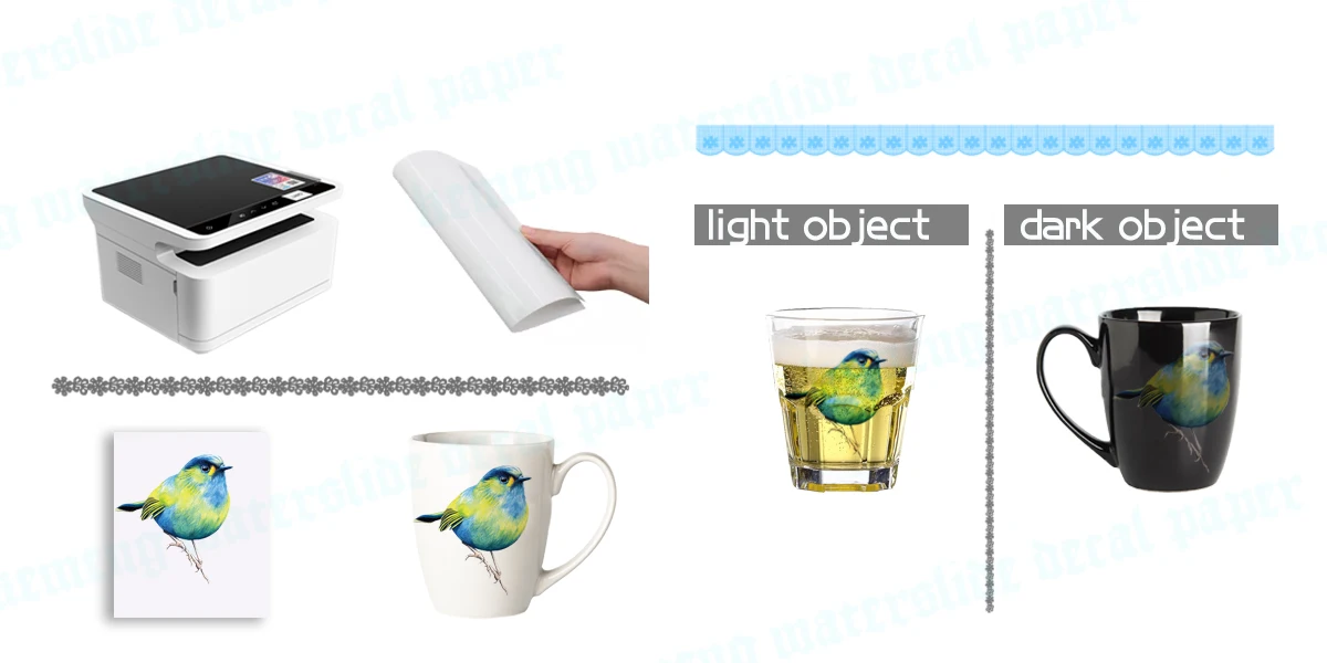 Für Glasbecher Keramikfolie Frei Abziehbare Membran Wasserdichtes Laser-Wassertransferpapier Druckpapier für Wasserschiebebilder – Detail 6