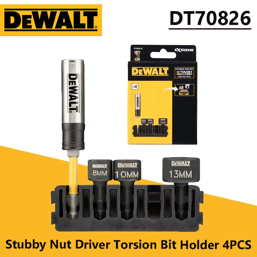 DEWALT DT70826 Stubby Moer Driver Torsie Bithouder Verlengstuk 6.35mm 1/4“ Mouw 8MM 10MM 13MM Accessoires voor elektrisch gereedschap