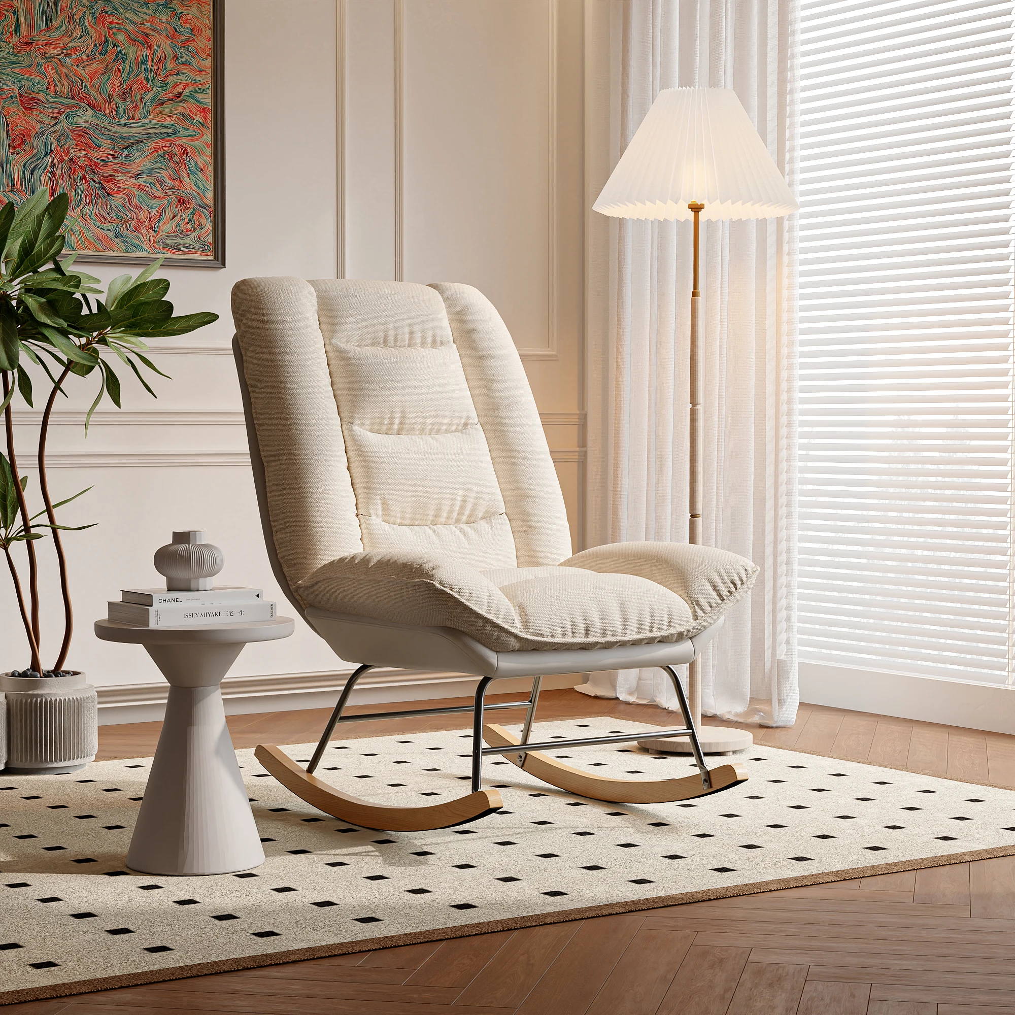 Sillón ajustado con pliegue ajustable y pies de madera, sillón de relajación acolchado con estructura metálica para sala de estar