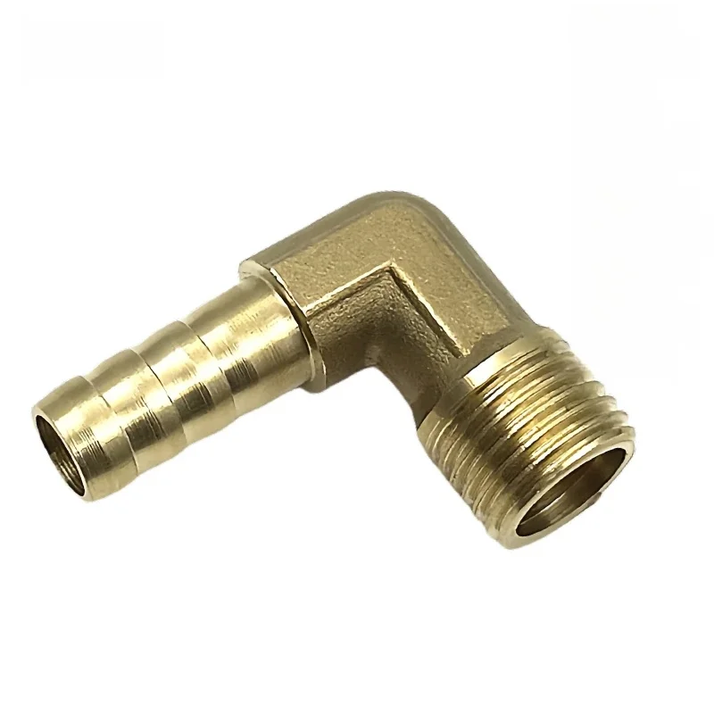 Coude de raccord de tuyau en laiton 4 6 8 10 12mm, queue de tuyau M5 M6 M8 M10x1 M12 M14 M16x1.5, Joint de connecteur mâle, adaptateur de coupleur en cuivre