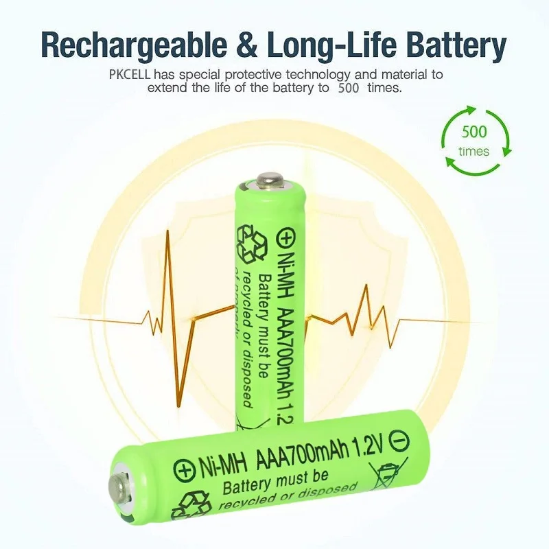 16 Pcs AAA 700mAh 1.2V NiMH Rechargeable Batteries for Outdoor Solar Garden Lights Landscape Pathway Driveway Walkway Backyard