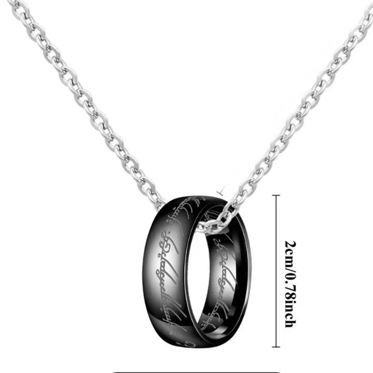 Engraved Gold Plated Stainless Steel The Ring Pendant Necklace One pc Ring Necklace for Men Women Girls Teens